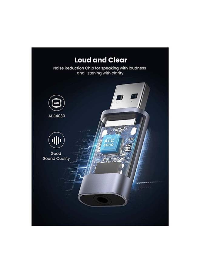 يو جرين محول بطاقة صوت USB خارجية 2 في 1 بمقبس USB مقاس 3.5 مم ستيريو من الألومنيوم متوافق مع لأجهزة ويندوز، ماك، بلايستيشن 5، لينوكس، الكمبيوتر المكتبي، اللابتوب - Image 4